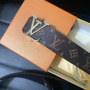 Louis Vuitton Brown Belt with Gold Buckle E